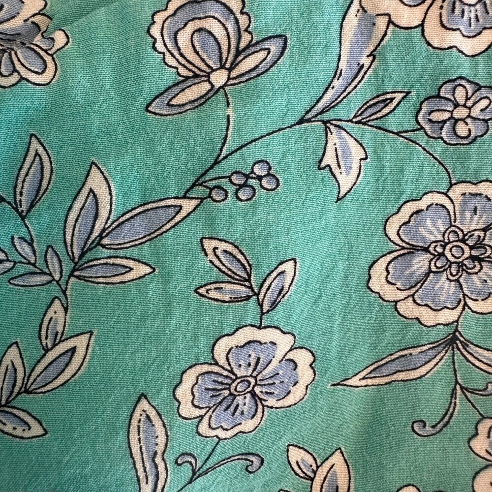 LOFT Turquoise Floral Dress Women's Size 6P Office Core Smocked Back Midi Dress - Picture 9 of 9